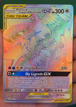 Moltres & Zapdos & Articuno GX (Secret), graded 9.0