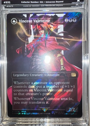 Vincent Valentine (Borderless) (Surge Foil), graded 9.0