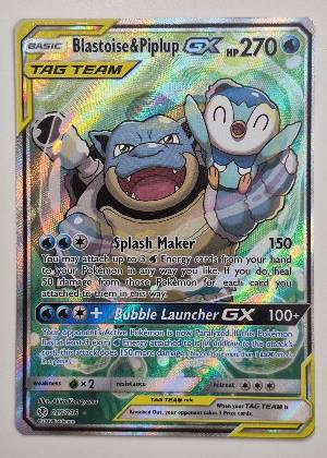 Blastoise & Piplup GX (Alternate Full Art), graded 9.5