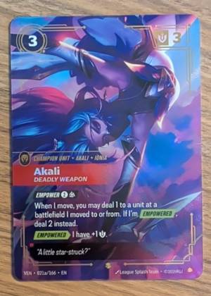 Akali, Deadly Weapon (Alternate Art), graded 9.5