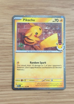 Pikachu - 051/162 (Cosmo Holo), graded 9.5