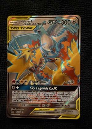 Moltres & Zapdos & Articuno GX (Full Art), graded 9.0