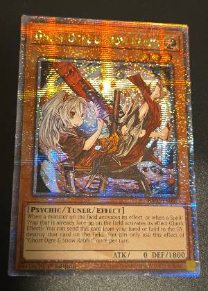 Ghost Ogre & Snow Rabbit (Alternate Art) (Quarter Century Secret Rare), graded 9.0