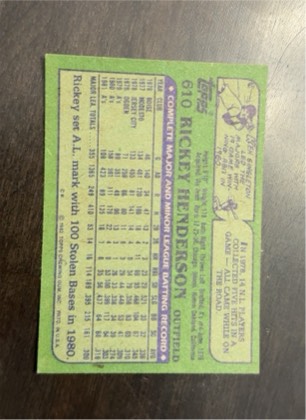 Rickey Henderson graded 6 & below