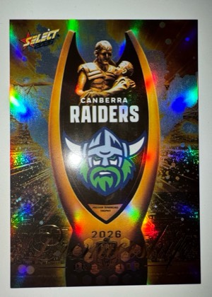 2026 Select NRL League Heroes Premiership Predictor Gold - Canberra Raiders, graded 8.5