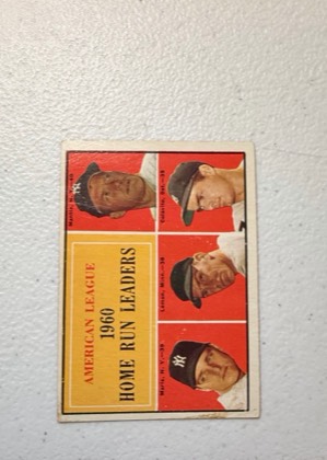 1960 American League Home Run Leaders (Mantle, Maris, Colavito, Lemon), graded 2.5
