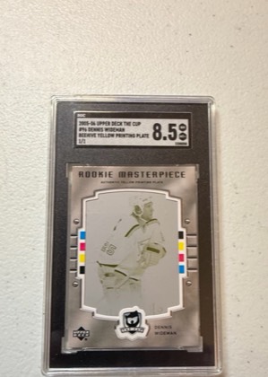 Dennis Wideman 2005-06 Upper Deck The Cup Rookie Masterpiece Yellow Printing Plate, graded 8.5