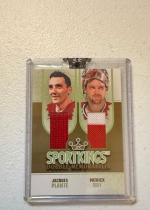 2008 Sportkings Series B Gold Double Memorabilia Jacques Plante/Patrick Roy DM-03, graded 9.0
