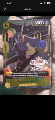 Roronoa Zoro (113) (Regionals Finalist Card Set 26-27), graded 9.0