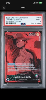 Monkey.D.Luffy (010) (Alternate Art), graded 9.0