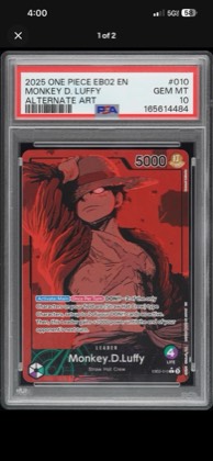 Monkey.D.Luffy (010) (Alternate Art), graded 10.0