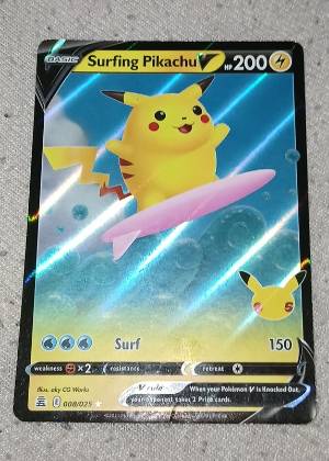 Surfing Pikachu V, graded 8.0
