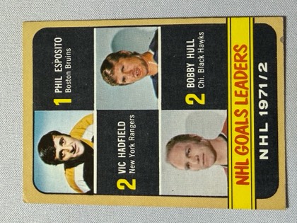 NHL Goals Leaders (Phil Esposito / Vic Hadfield / Bobby Hull), graded 6.5