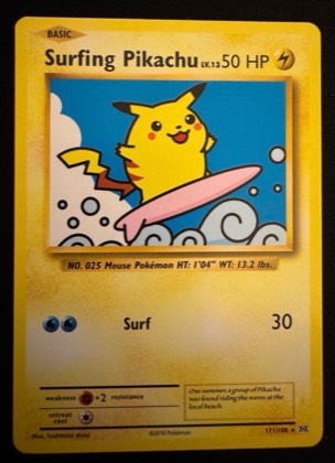 Surfing Pikachu, graded 7.5
