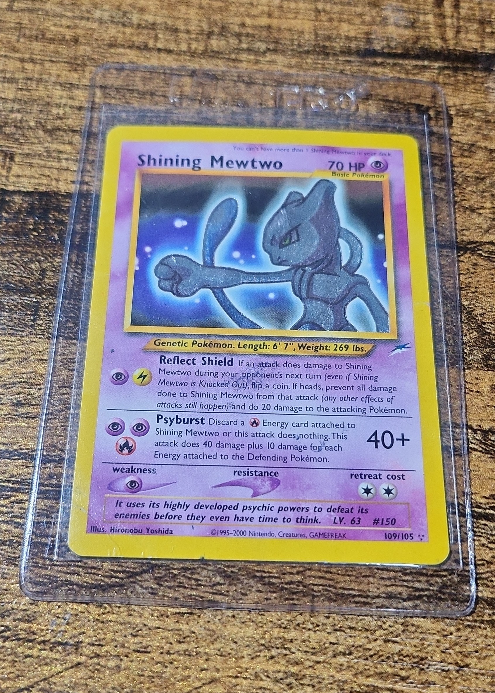 Shining Mewtwo from Neo Destiny, a Near Mint-Mint 8 ZeroPop community scan