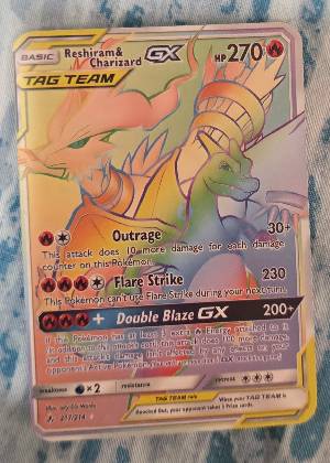 Reshiram & Charizard GX (Secret), graded 8.0