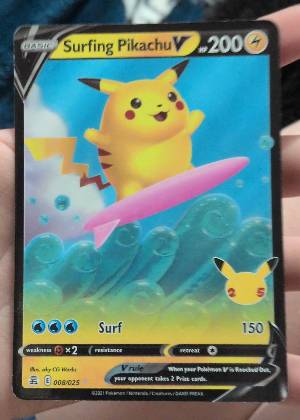 Surfing Pikachu V, graded 8.0