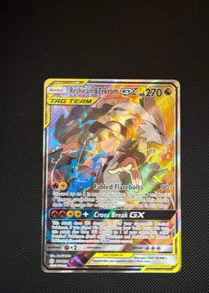 Reshiram & Zekrom GX (Full Art), graded 9.0