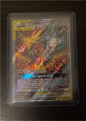Moltres & Zapdos & Articuno GX (Full Art), graded 8.5
